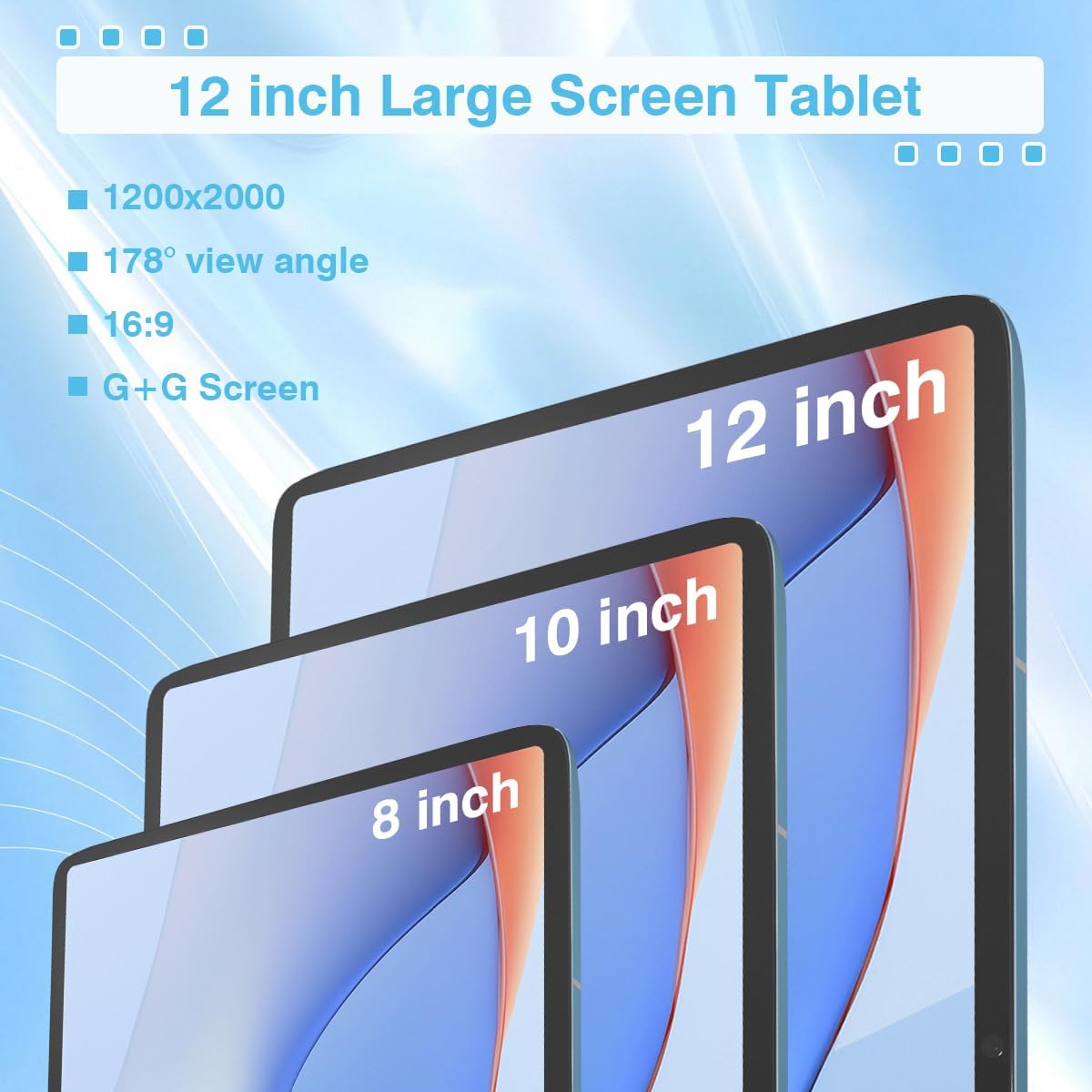 Android Tablet with SIM Card Slot Unlocked, 12 Inch Large Screen 4G LTE Cellular Tablet with Android 13 16GB(8+8 Virtual) RAM 256GB ROM GPS WiFi BT 8000Mah 2K Display for Adults Kids