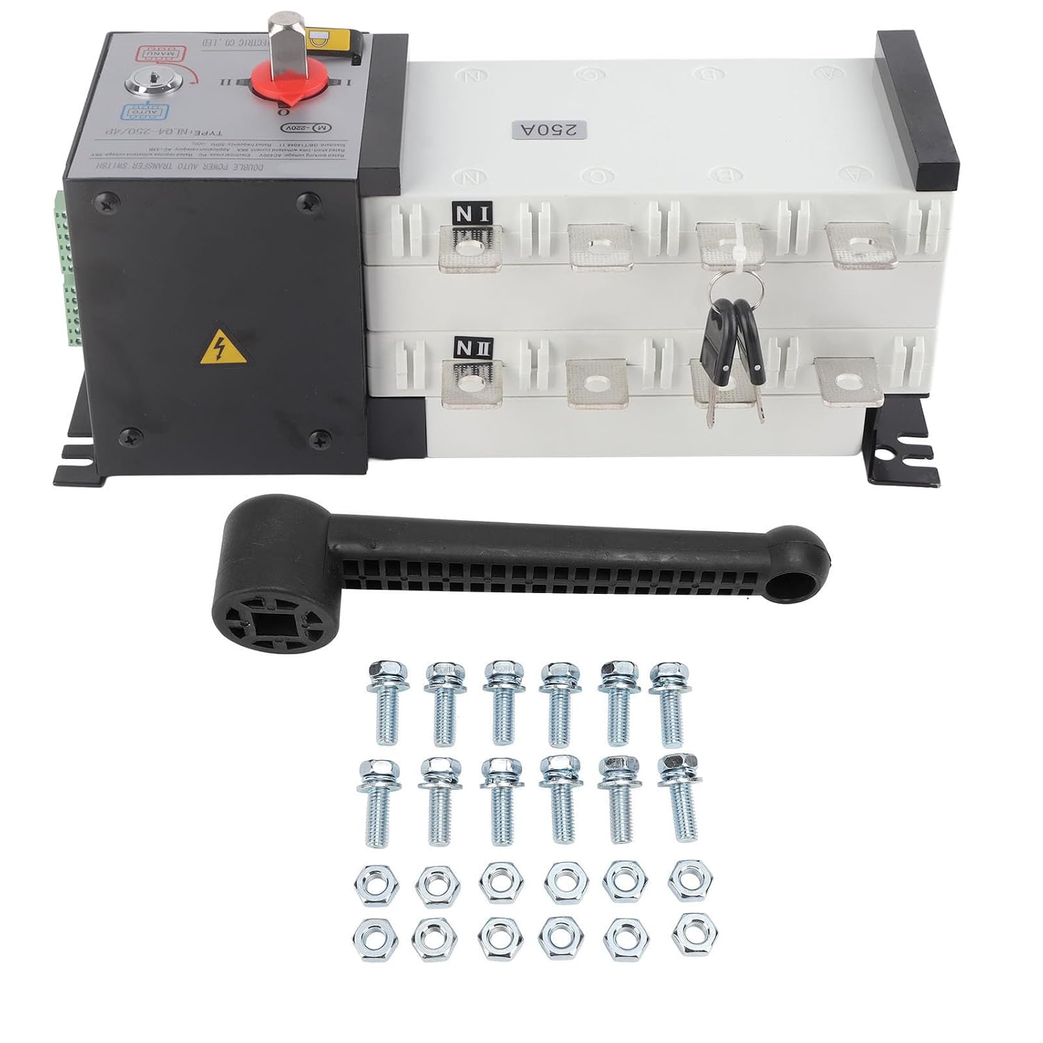 Generator Transfer Switch Isolated 2in 1out Mechanical Interlock Design Power Automatic Transfer Switch AC400V 250A (250A)