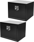 24 Inch Underbody Tool Boxes for Truck 2 Pack, 24 x 18 x 18 Inch Steel Under Body Storage Box with T-Handle Latch, Waterproof Heavy Duty Toolbox for Pickup Truck RV, Black (Pack of 2)