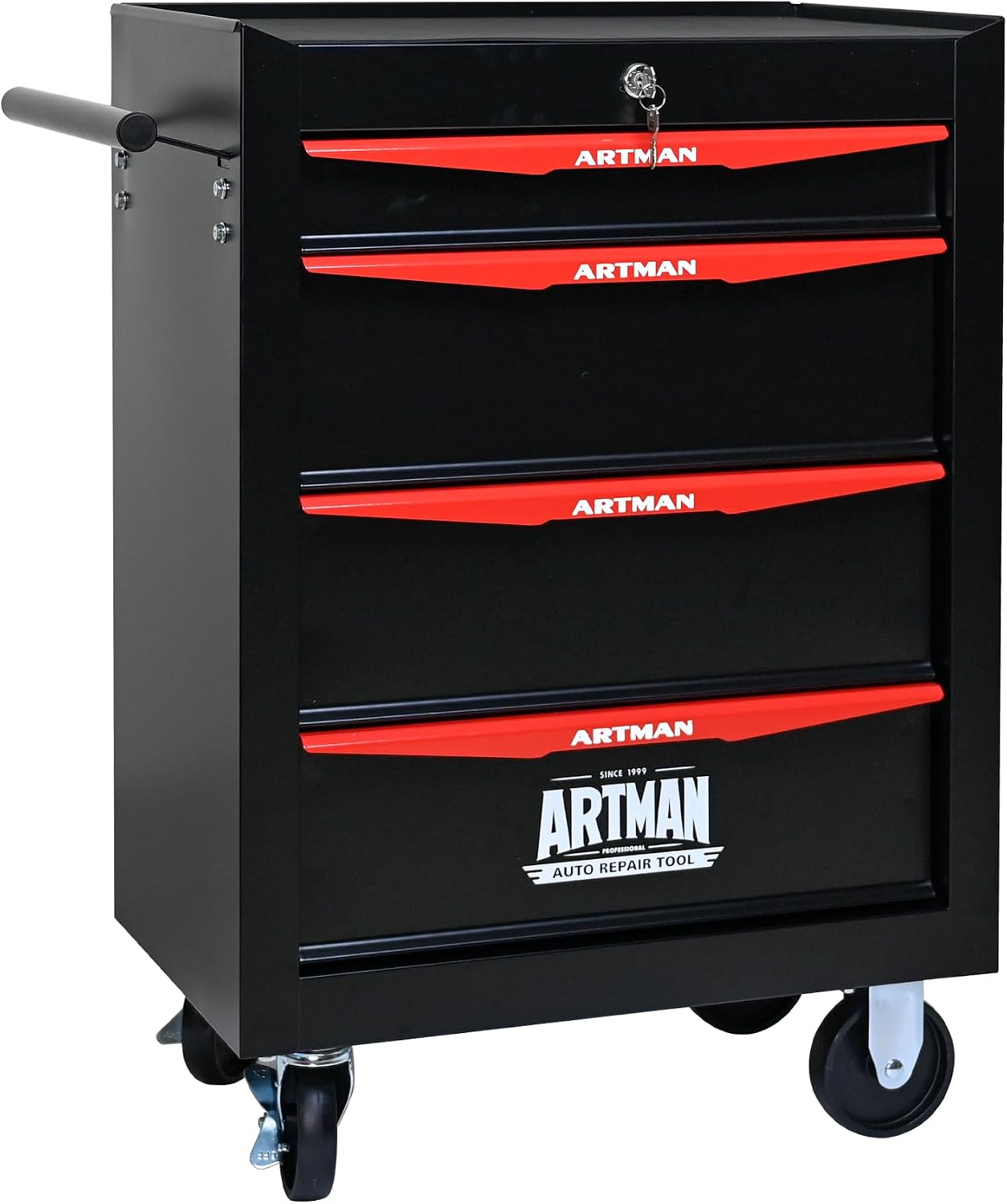 4 Drawers Tool Cart on Wheels, Multifunctional Rolling Tool Storage Chest, Drawers Rolling Trolley Organizer Tool Box for Warehouse, Garage, Workshop, Repair Shop (4 Drawers-30.5' H)