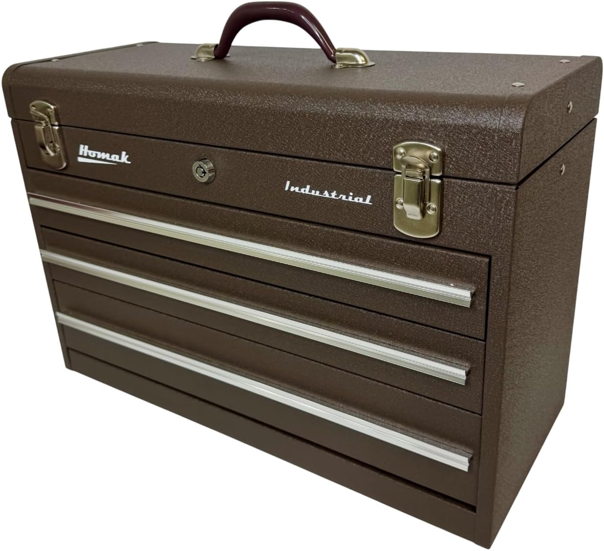Homak Industrial 20-Inch 3-Drawer Friction Toolbox, Brown Wrinkle Powder Coat, BW00203200