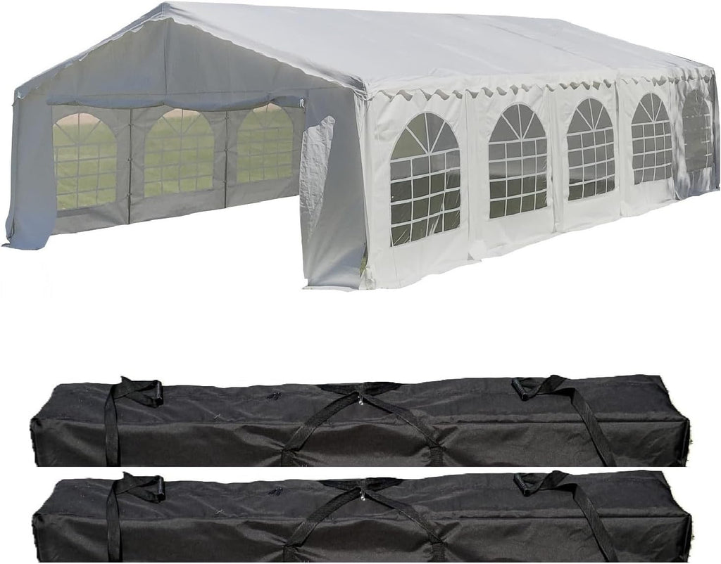DELTA 32'x16' Budget PE Party Tent - B Model, Free (2) Long Storage Bags, Tents for Parties Large Commercial Canopy Wedding Event Tents with Removable Sidewalls for Patio Outdoor Events