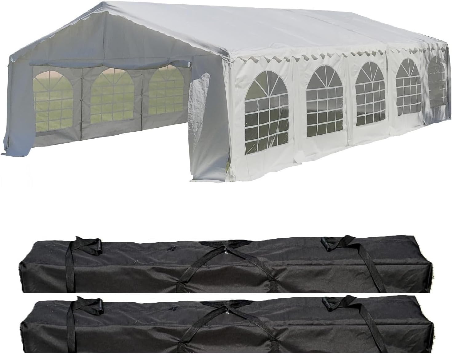 DELTA 32'x16' Budget PE Party Tent - B Model, Free (2) Long Storage Bags, Tents for Parties Large Commercial Canopy Wedding Event Tents with Removable Sidewalls for Patio Outdoor Events