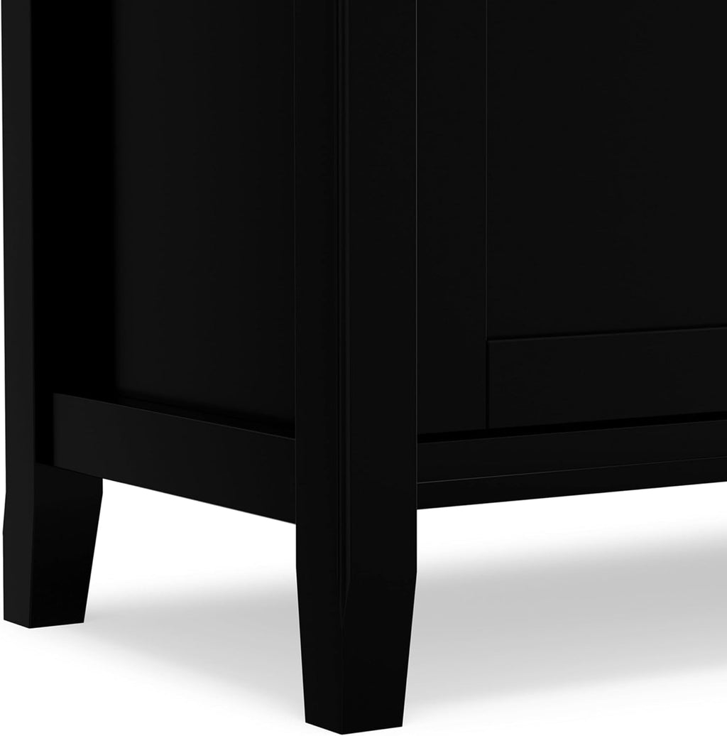 SIMPLIHOME Warm Shaker TV Stand - 72 inch Wide Solid Wood Media Console in Black, Transitional Entertainment Center for Living Room for TVs up to 80 Inches with Cabinets and Cable Management