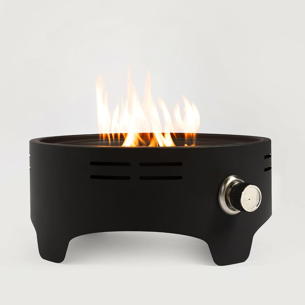 15' Outdoor Propane Tabletop Gas Fire,40000 BTU Round Steel Fire Pit for Outdoor Living Room Garden Balcony,Black
