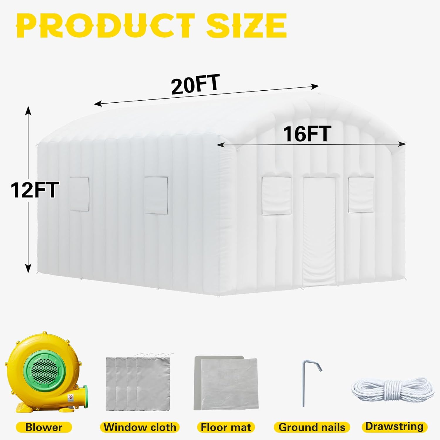 EROMMY 20x16.5x12 FT Large White Inflatable Nightclub, Blow Up Party Tent Portable with 950W Blower, Disco Night Club Tent for Adult Birthday Party Business Rental