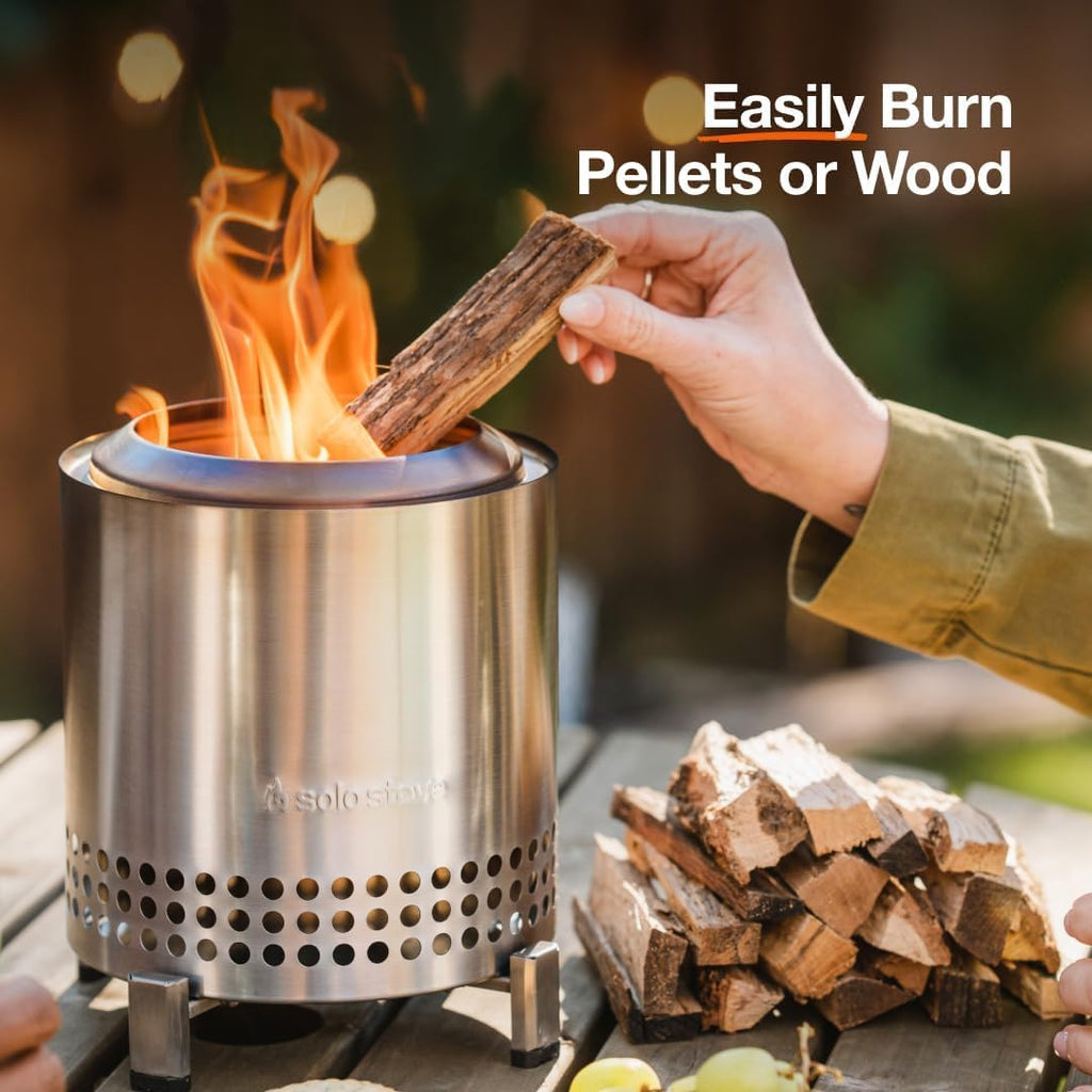 Solo Stove Mesa XL Mulberry Bundle | Tabletop Fire Pit with Stand, Heat Deflector, Accessory Pack & 1lb Wood Pellets | Portable Smokeless Outdoor Firepit for Patio, Camping & Backyard