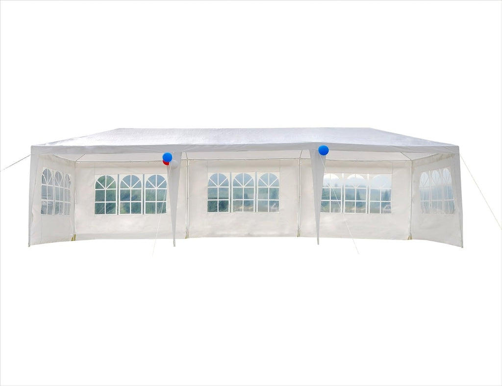 GOJOOASIS Wedding Party Tent 10x30 White Outdoor Canopy Tent Outdoor Gazebo (10' x 30' with 5 Walls)