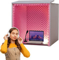 Desktop Soundproof Cover, 80 * 80 * 80CM Portable Soundproof Booth Recording Vocal Booth Box Isolation Shield for Microphone Recording Equipment Podcasts Singing Gaming and Broadcasting (Color : Red)