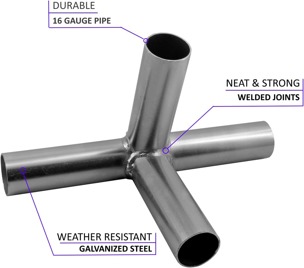 GoodsZone Canopy Fittings Kit 1-3/8' Slant roof Shelter Carport Deck Shed Frame Connectors Coupling, Full Set for 6, 8, 10 Legs, Without Poles (for 10 Legs)