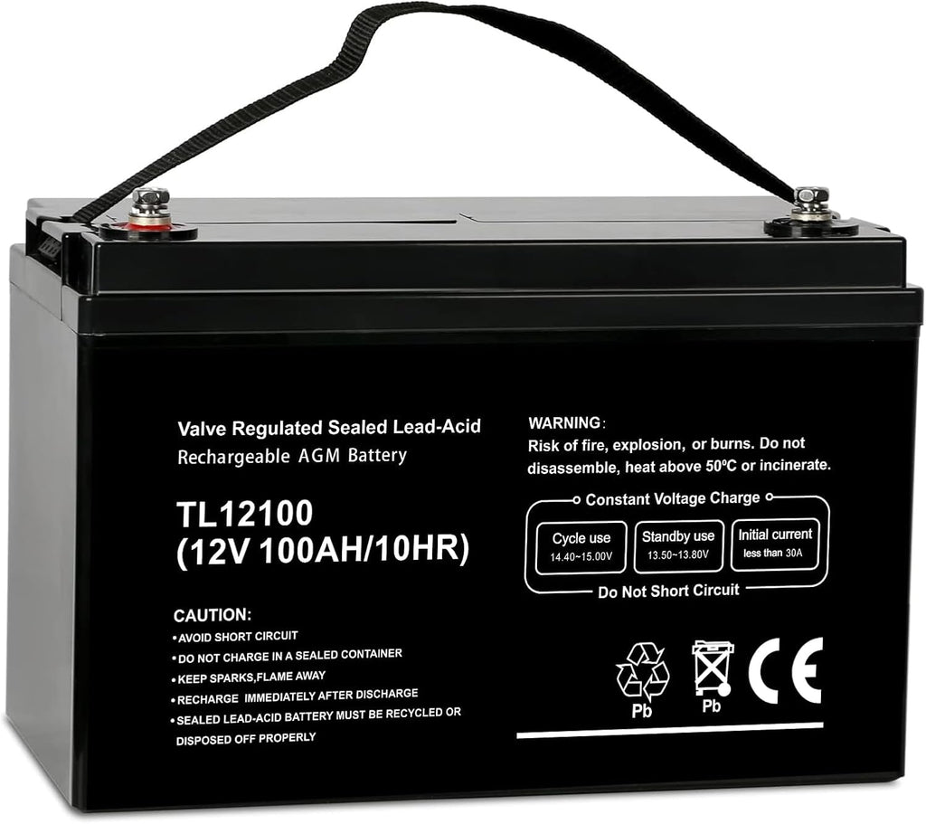 Weize Deep Cycle AGM 12 Volt 100Ah Battery, Maintenance-Free, 3% Self-Discharge Rate, 1150A Max Discharge Current, Perfect for RV, Solar, Trolling Motor, Wind, Marine, Camping and Off-Grid System