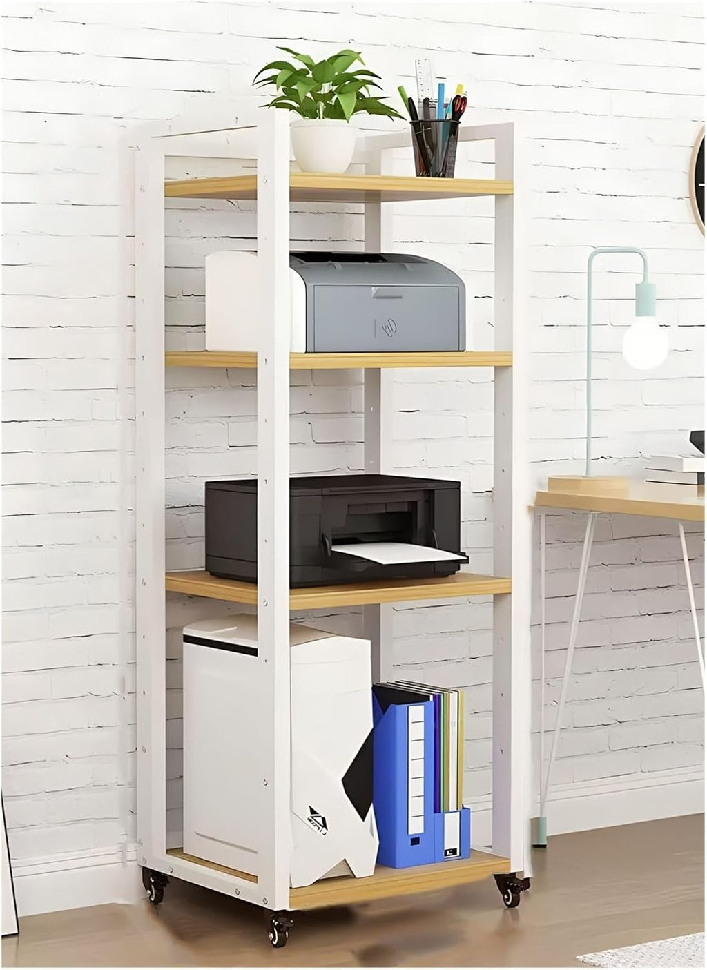 Heavy Duty HiFi Rack 2 3 4 5 Tier Av Media Stand Wood Shelf, Studio Audio Rack Tower Equipment, Gaming Console Stand Shelf/Music Living Room Stereo Video System Racks(White,4-Tier)