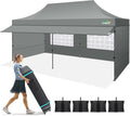 COBIZI 10x20 Pop Up Canopy Tent with Awning & Sidewalls, Heavy Duty Commercial 10X20 Canopy Tents Instant Waterproof, UPF 50+ Sun Shade for Outdoor, Parties, Markets (Gray)
