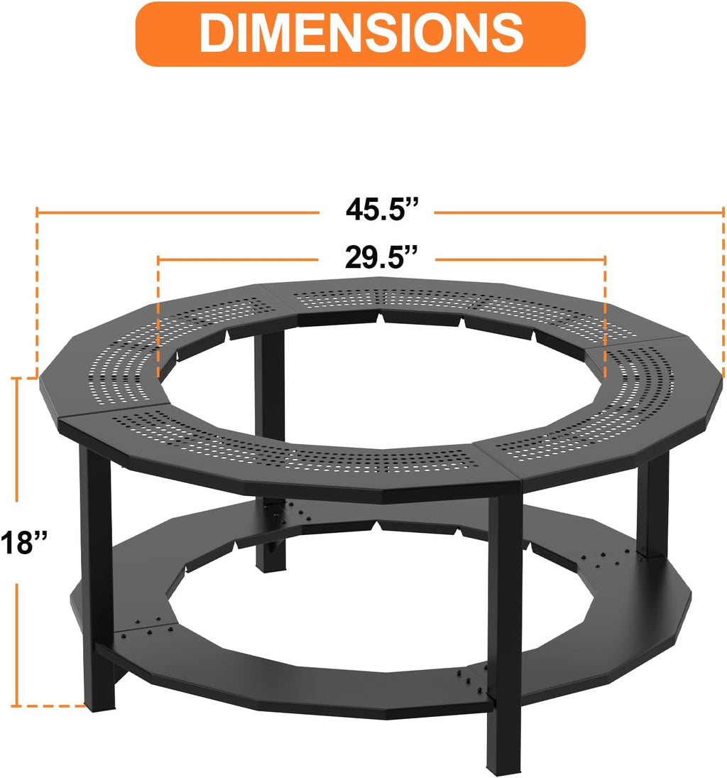 Fire Pit Surround Tabletop for Solo Stove Yukon, Bonfire, Tiki, Outdoor Smokeless Fire Pit Table for Wood Burning Fire Pits, Powder-Coated Steel Stove Table Surround with Cover for Solo Stove