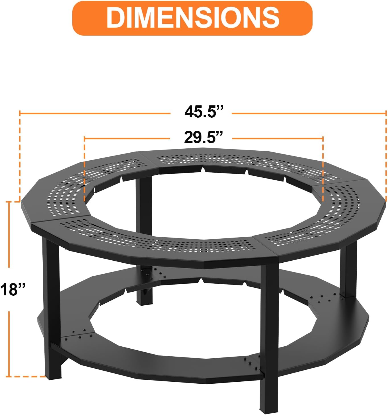 Fire Pit Surround Tabletop for Solo Stove Yukon, Bonfire, Tiki, Outdoor Smokeless Fire Pit Table for Wood Burning Fire Pits, Powder-Coated Steel Stove Table Surround with Cover for Solo Stove