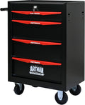 4 Drawers Tool Cart on Wheels, Multifunctional Rolling Tool Chest, Drawers Mobile Trolley Organizer Heavy Duty Tools Box with Locking Wheels & Ball Bearing Drawers (Black, 4 Drawers)