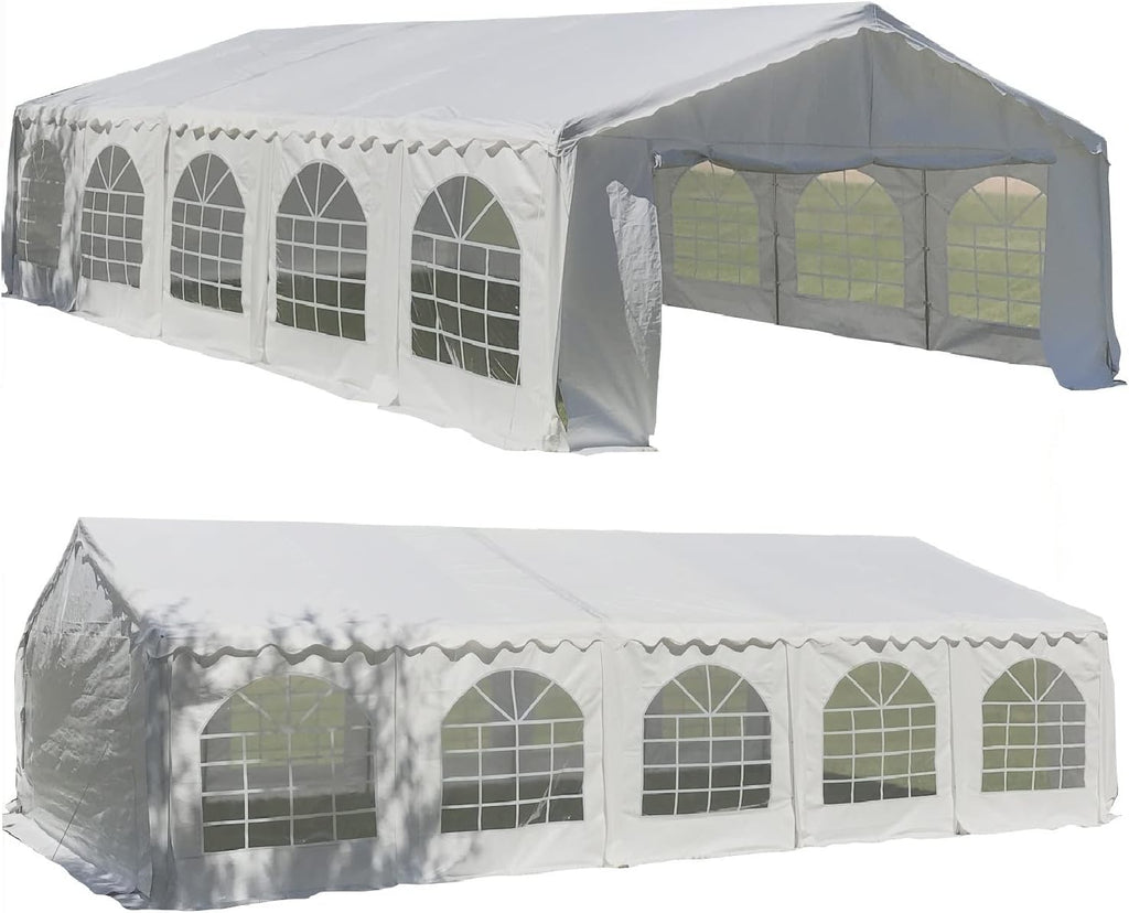 DELTA 32'x20' Budget PE Party Tent + (2) Long Bags + (2) Short Bags, for Parties, Large Canopy Carpas para Fiestas, Big Wedding Party Event Tents with Waterproof Top for Patio Outdoor Garden Events