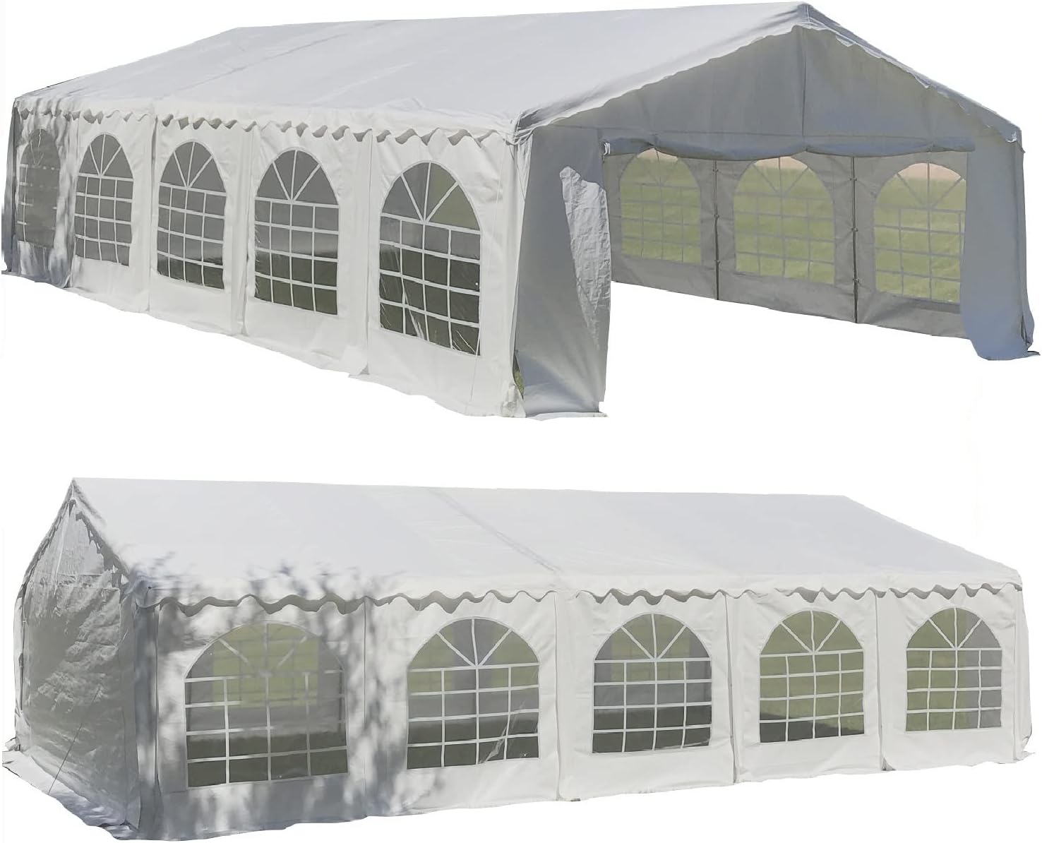 DELTA 32'x20' Budget PE Party Tent + (2) Long Bags + (2) Short Bags, for Parties, Large Canopy Carpas para Fiestas, Big Wedding Party Event Tents with Waterproof Top for Patio Outdoor Garden Events