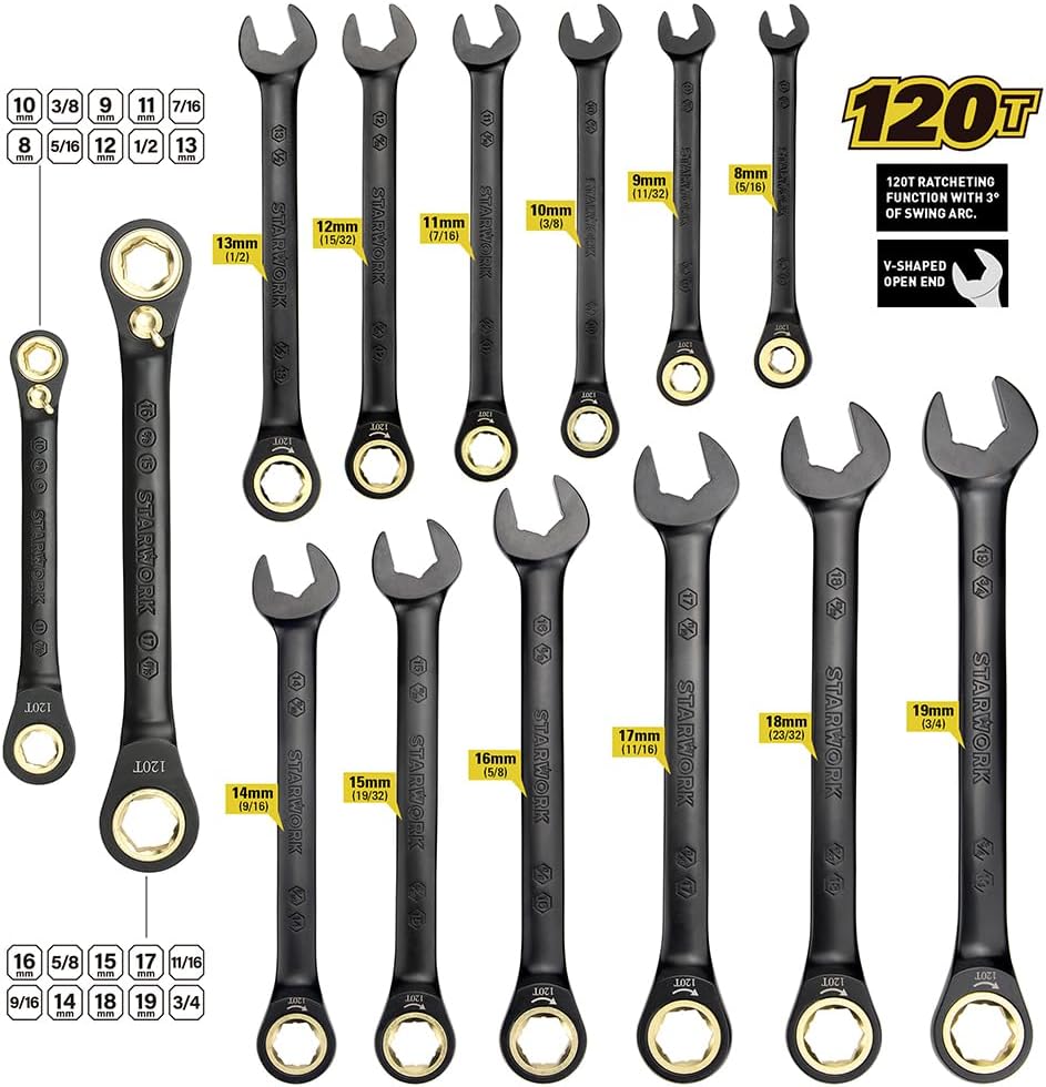 STARWORK TRUE MECHANIC 312-Piece Mechanics Tool Set and Socket Set, Professional【Pliers Wrench 】 SAE/Metric