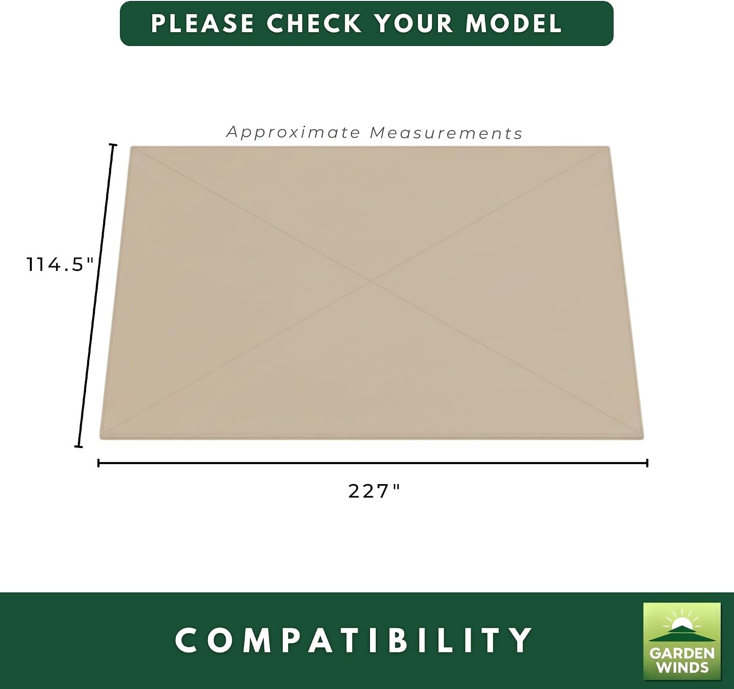 Garden Winds Reinforced Replacement Canopy Top Cover Compatible with The SPC000027_GR_P_1 Cobizi 10' x 20' Pop Up Canopy Tent - Classic Stone, RipLock 350
