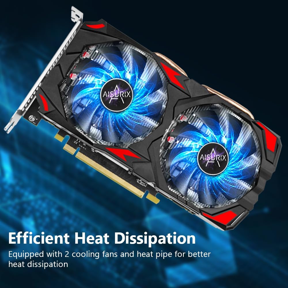Kelinx AISURIX RX 580 Graphics Card, 2048SP, Real 8GB, GDDR5, 256 Bit, Pc Gaming Video Card, 2XDP, HDMI, PCI Express 3.0 with Freeze Fan Stop for Desktop Computer Gaming Gpu