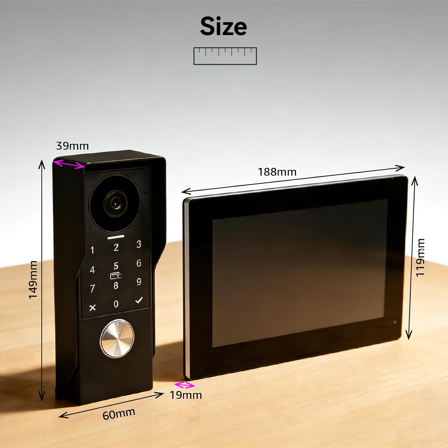 Video Door intercom 2-Wired, doorbell withCamera, Full HD Camera, Door intercomSupports Password, 7' WiFi Monitor andTuya APP, 2-Way Audio, Unlock for HomSecurity System