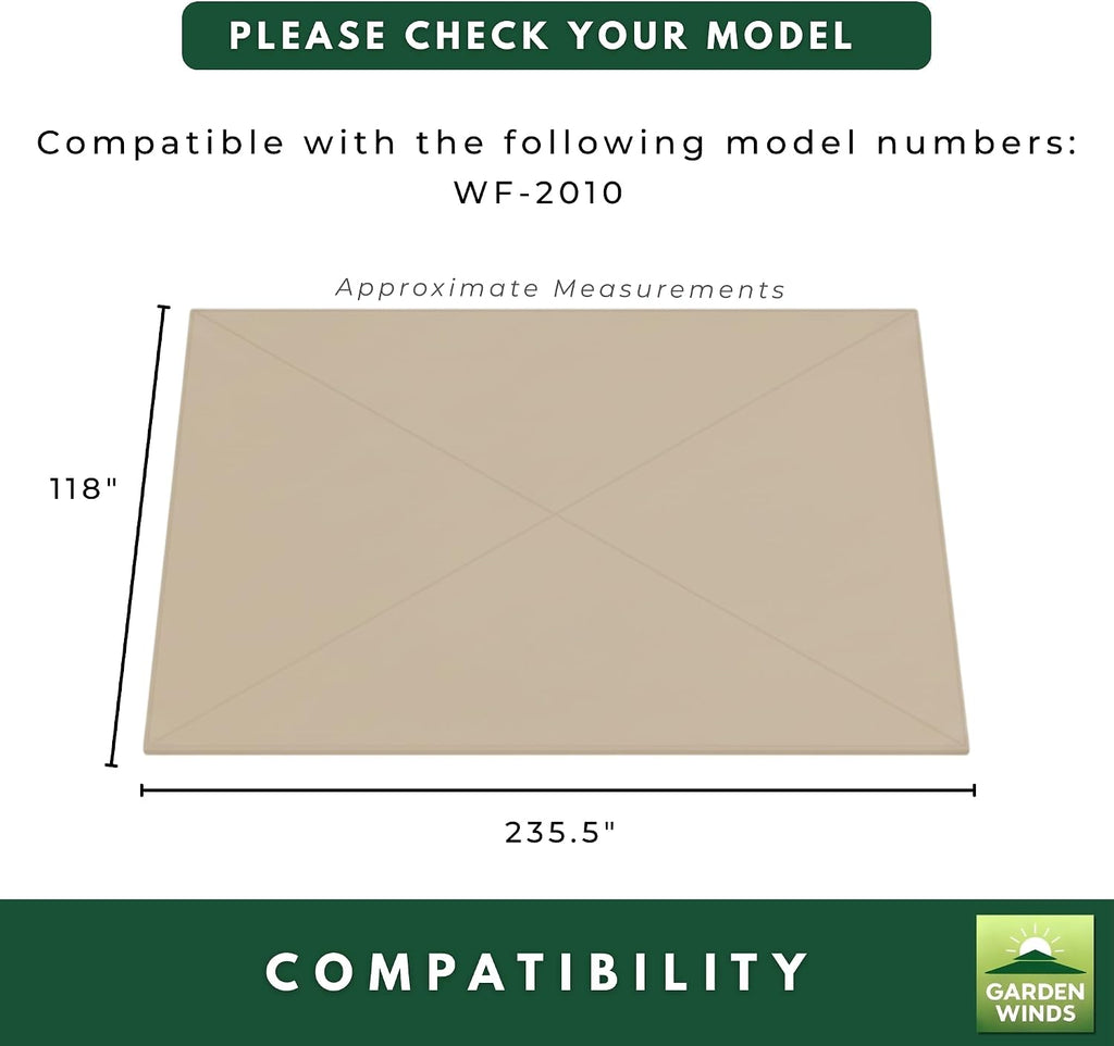 Garden Winds Reinforced Replacement Canopy Top Cover Compatible with The WF-2010 Ozark Trail 10' x 20' Straight Leg Pop Up - Classic Stone, Riplock 350