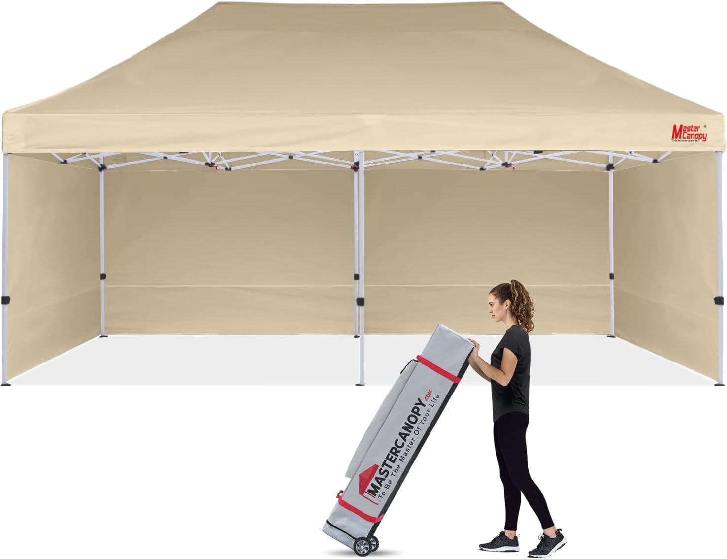 MASTERCANOPY Heavy Duty Pop-up Canopy Tent with Sidewalls (10x20,Beige)