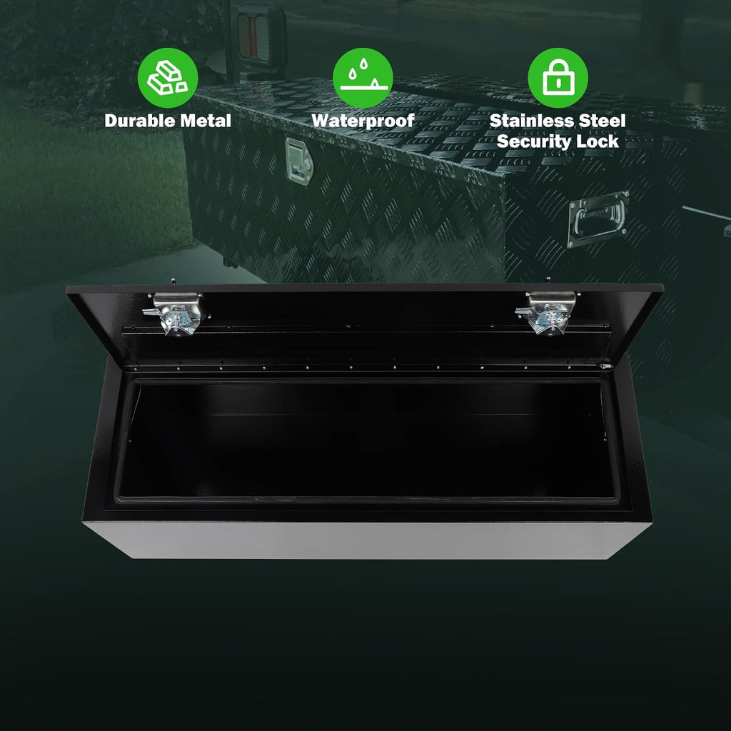 SCITOO 48' Iron Truck Bed Tool Box,Heavy Duty Crossover Storage for Most Full Size Pickups,Lockable Weatherproof Chest,Fits 48'WX16'DX16'H Truck Beds,Easy Access to Load and Unload
