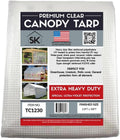 16 Mil Clear Poly Heavy Duty Tarp with Fiber Reinforcement - True Size Tarps with UV Protection, Tear Resistance, Flexibility, Reinforced Corners 12x30