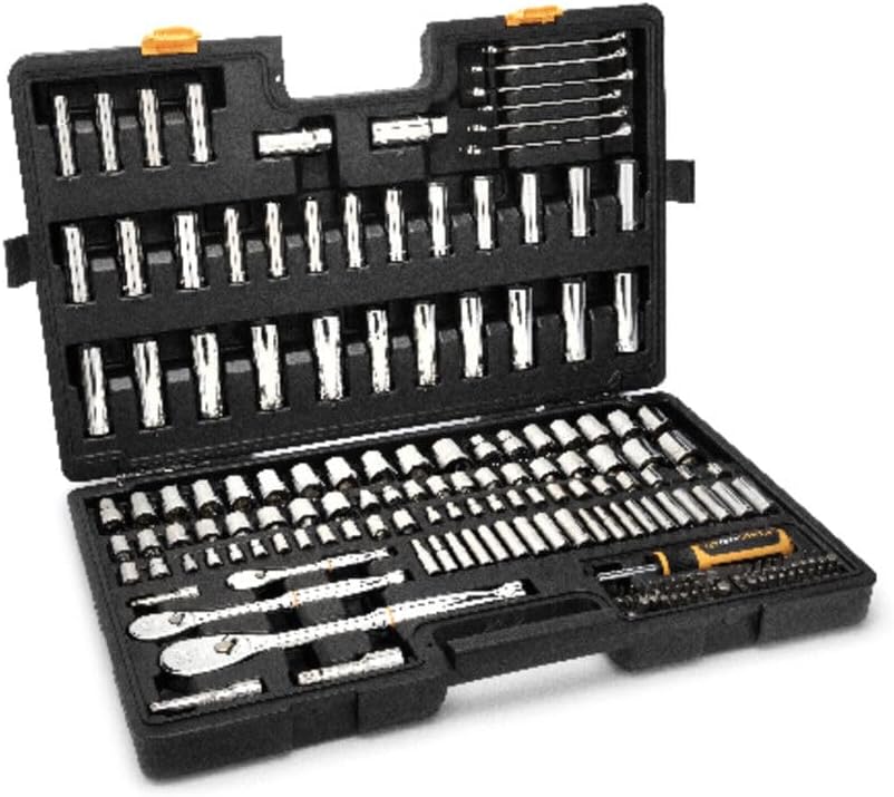 GEARWRENCH 185 Piece Mechanics Hand Tool Set - 1/4', 3/8', & 1/2' Drive | 90 Tooth | SAE & Metric | GW90MCBMTS