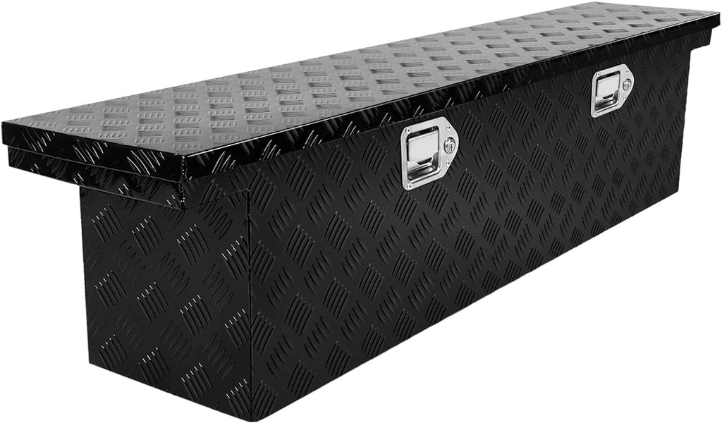 Crossover Tool Box Deep 14' H x 12' D x 60' L Waterproof Lockable Aluminum Black Truck Storage Box Compatible with Chevy Colorado,Ford Ranger,GMC Canyon（For Mid-Size Trucks