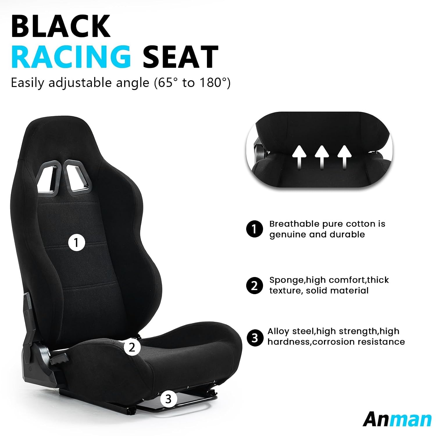 Anman Stability Racing Simulator Cockpit with Gaming Chair Fit for Logitech G27 G923,for Thrustmaster T248, for Fanatec CSL-DD Racing Wheel Stand Without Wheels,Shifter and pedals