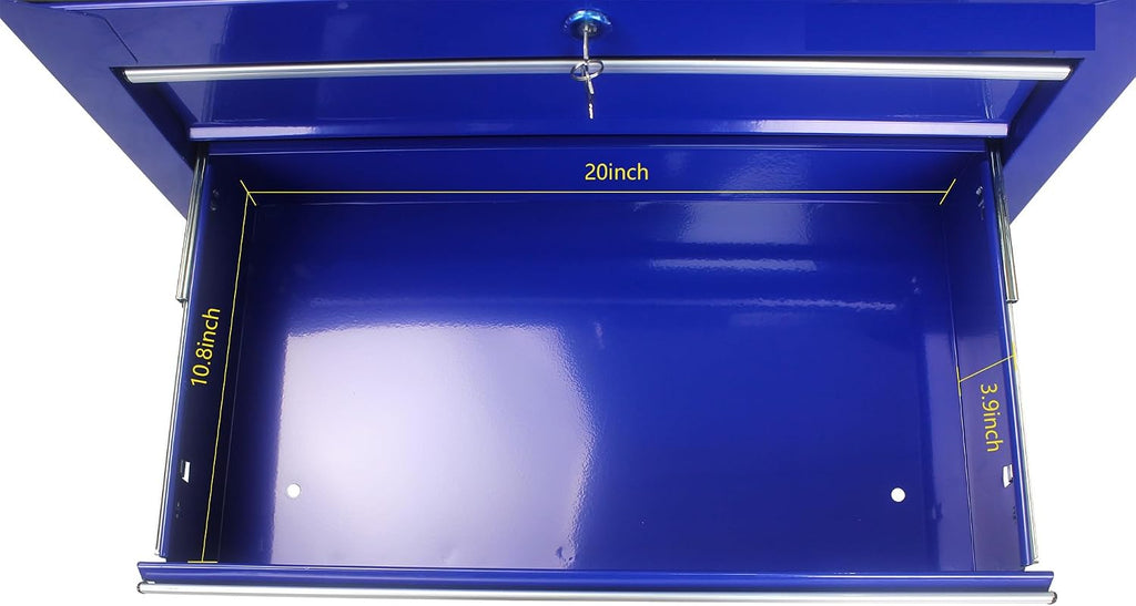 CuisinSmart Tool Cart on Wheels, 5 Lockable Drawers Storage Cabinet Cart Rolling Tool Chest for Warehouse, Garage, Workshop Simple Assembly-Blue