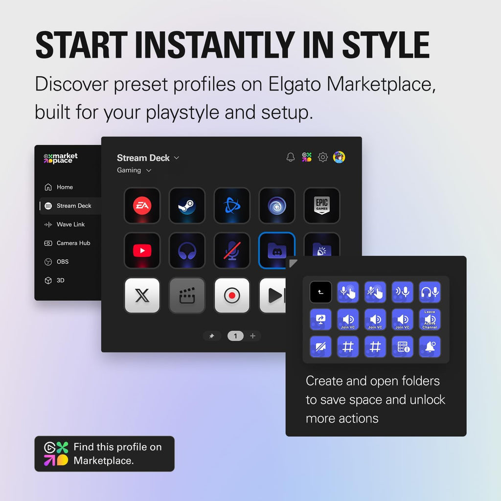 Elgato Stream Deck Scissor Keys—Workflow Controller with Customizable Macro Keys for OBS, Twitch, Discord, Teams, Photoshop, and More—USB-C, Windows 10, macOS 13 or Later