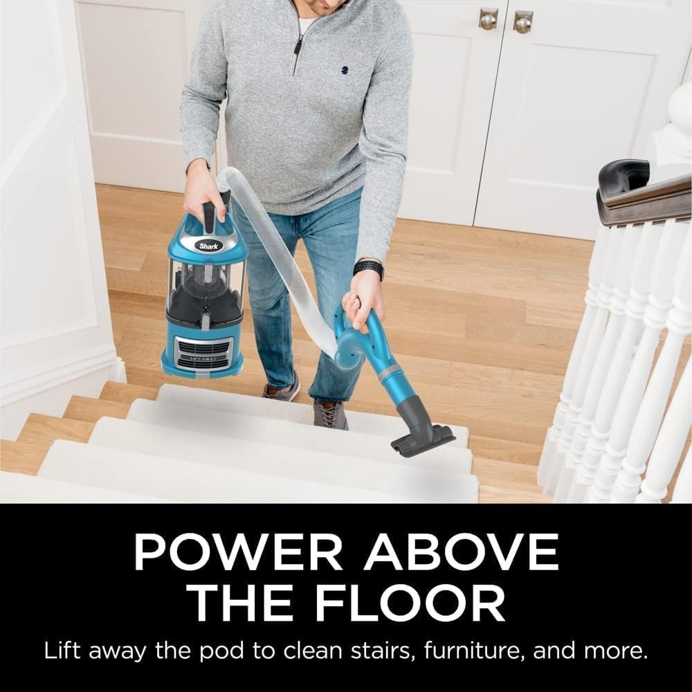Shark NV380 Navigator Lift-Away Deluxe Upright Vacuum with Large Dust Cup Capacity, Swivel Steering, Upholstery Tool & Crevice Tool, Teal (Renewed)