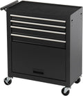 4 Drawers Tool Cart on Wheels, Multifunctional Rolling Tool Chest with 1 Cabinet, Drawers Rolling Tool Storage Case for Garage, Warehouse, Workshop, Repair Shop (4 Drawers-29.9' H-Black)