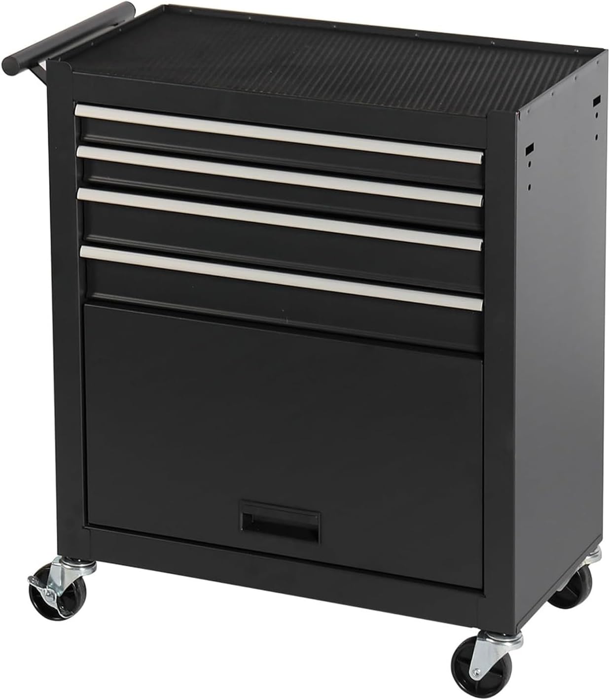 4 Drawers Tool Cart on Wheels, Multifunctional Rolling Tool Chest with 1 Cabinet, Drawers Rolling Tool Storage Case for Garage, Warehouse, Workshop, Repair Shop (4 Drawers-29.9' H-Black)