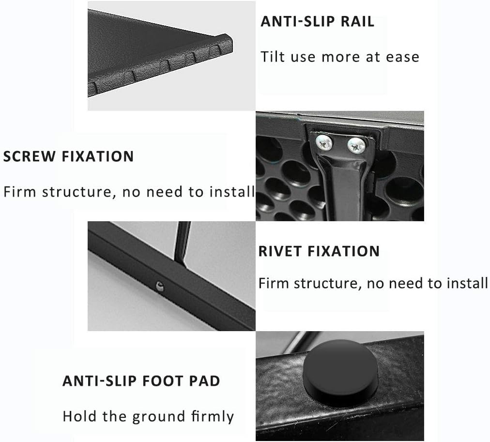 Overbed Table Adjustable Height and Tilt Angle Folding Laptop Table - Mobile Overbed in Black, Portable Gaming Computer Desk, Tablet Stand