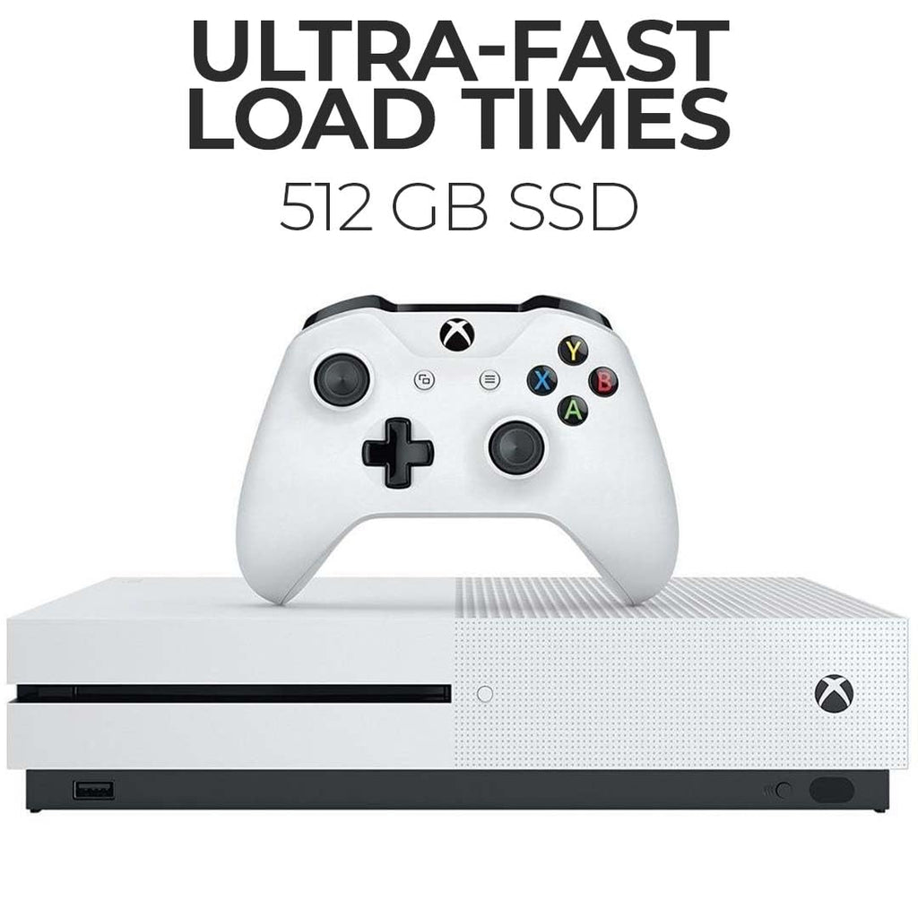 Zeust Xbox One S 512GB Console Bundle - Includes the Xbox One S 500 GB Console White, 1 Wireless Controller, HDMI Cable, and Microfiber Cloth - Compact Digital Gaming Kit (Renewed)
