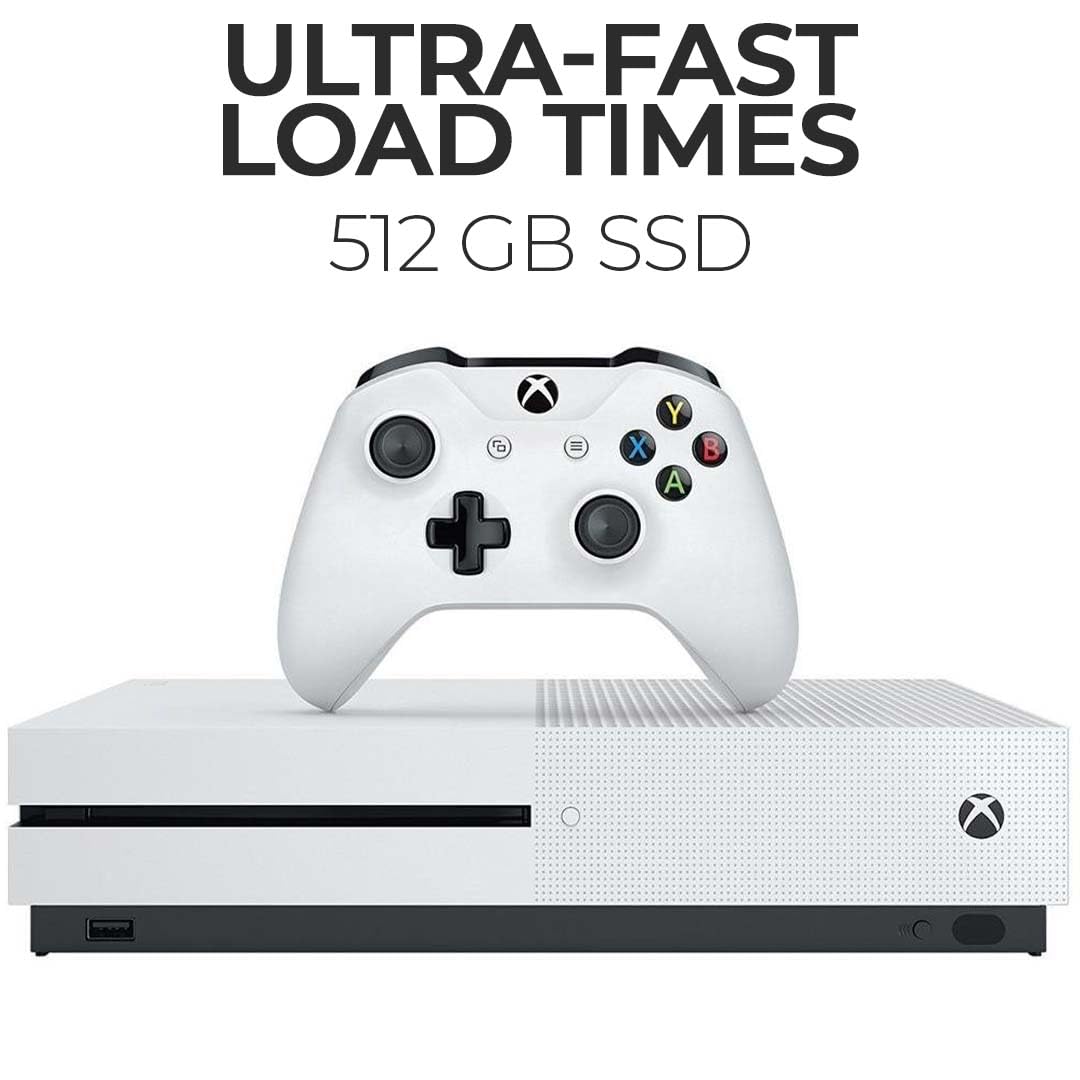 Zeust Xbox One S 512GB Console Bundle - Includes the Xbox One S 500 GB Console White, 1 Wireless Controller, HDMI Cable, and Microfiber Cloth - Compact Digital Gaming Kit (Renewed)