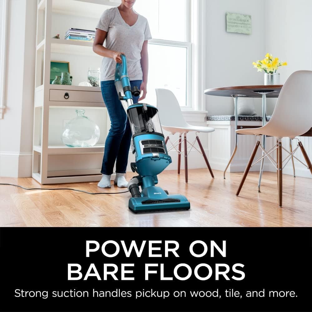 Shark NV380 Navigator Lift-Away Deluxe Upright Vacuum with Large Dust Cup Capacity, Swivel Steering, Upholstery Tool & Crevice Tool, Teal (Renewed)