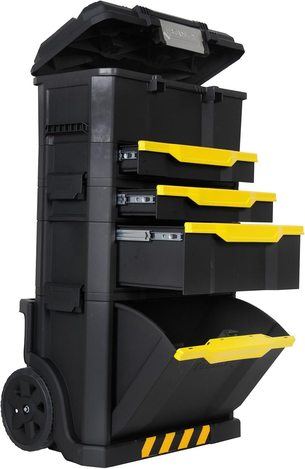 STANLEY Rolling Workshop Toolbox, Detachable Toolbox with Drawers, Flip Bin, Back Pocket, 7 Heavy Duty Wheels, 1-79-206