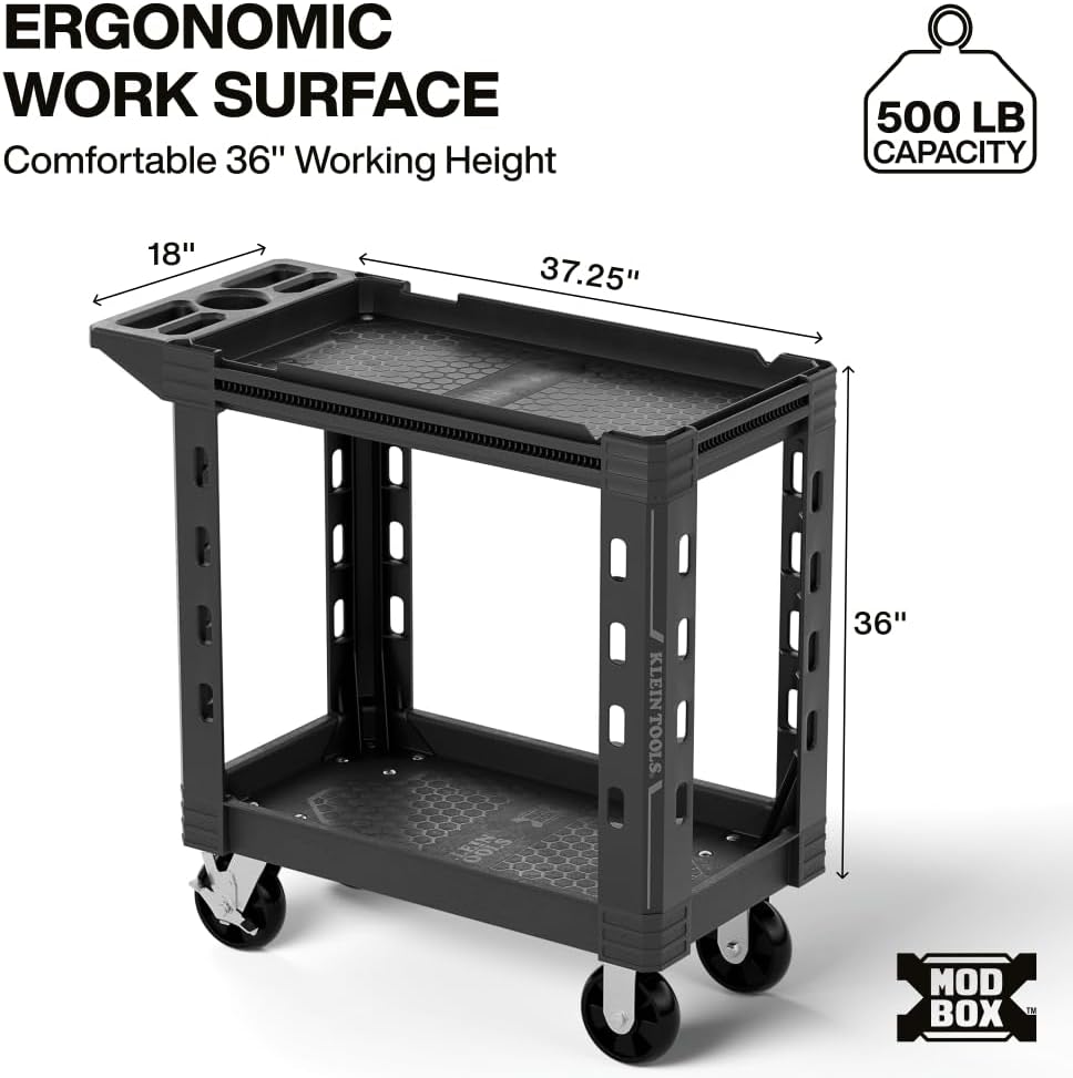 Klein Tools MODbox Utility Cart, 6-Inch Wheels, Rolling Tool Cart, 500-Pound Capacity for Jobsite and Warehouse