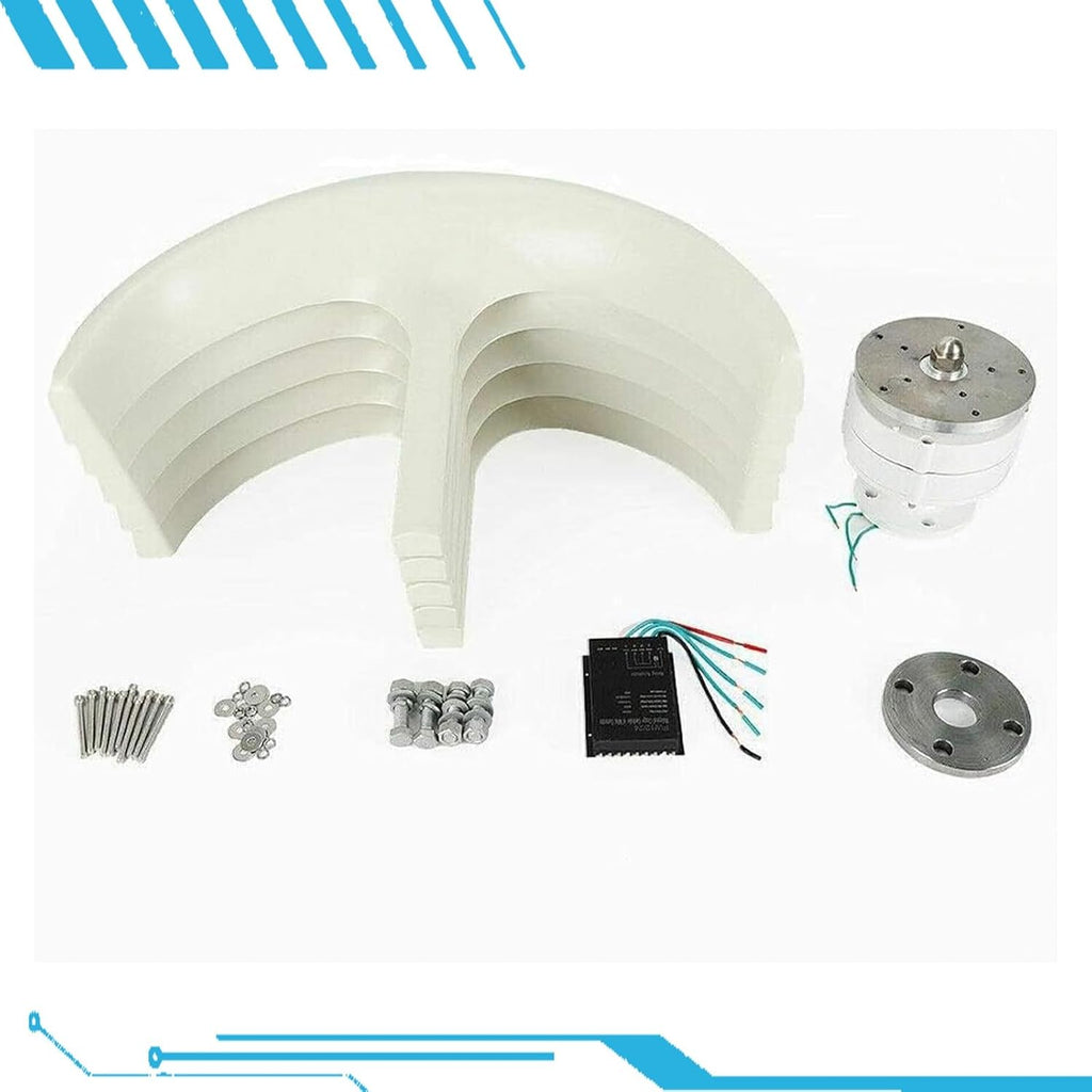 16000W Wind Turbines Generator,5 Blades 12V/24V/48V Vertical Axis Wind Turbines Generator Kit,3 Phase AC Permanent Magnet Generator Kit for Home Hybrids Streetlight Use(White,24V)