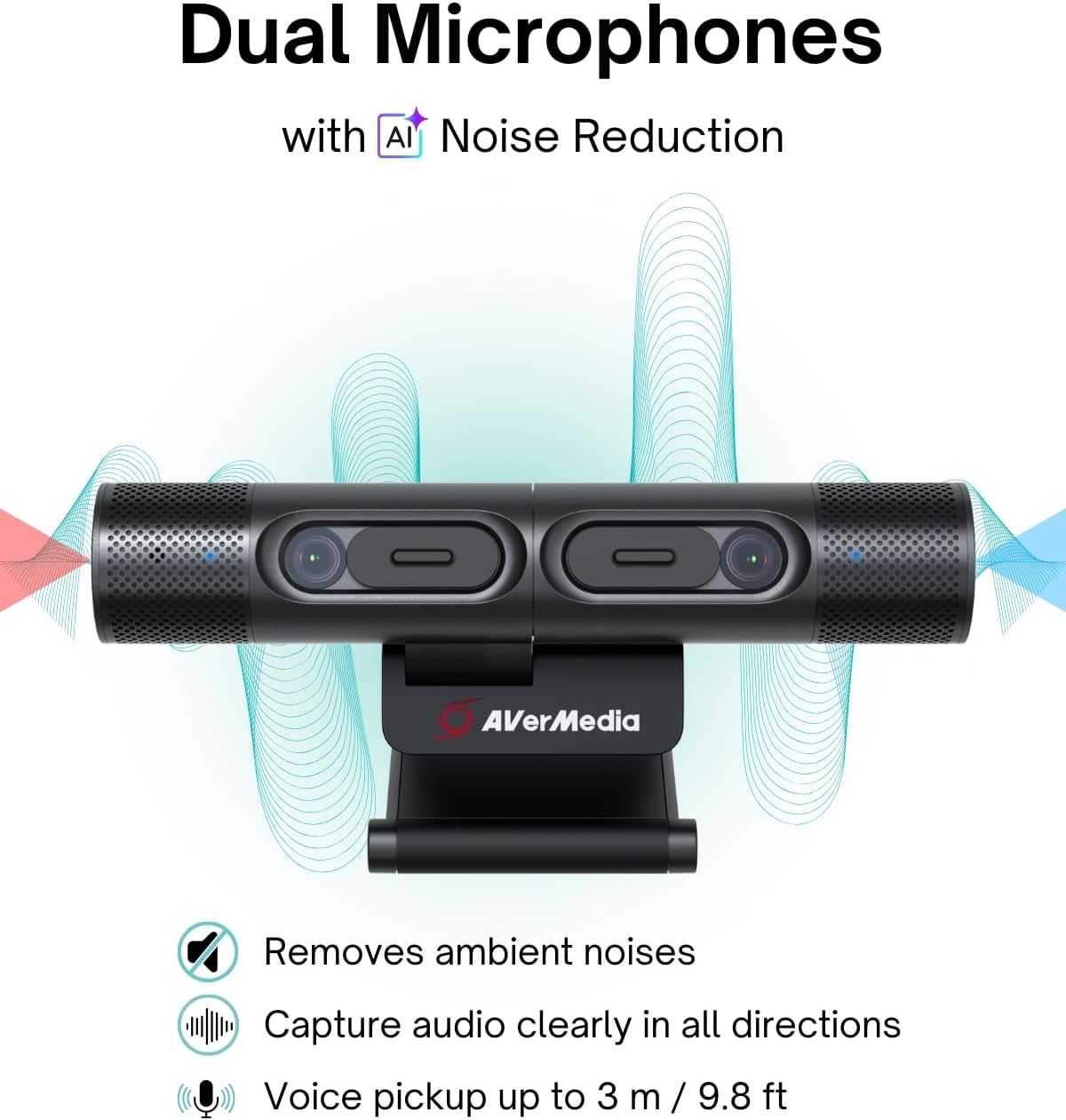 AVerMedia PW313D DualCam 2K Document Camera and Webcam for PC/Mac/Laptop, Autofocus, AI Noise Reduction, Online Teaching, Works with Zoom/Teams/Google Meet, Includes Tripod, TAA/NDAA Compliant