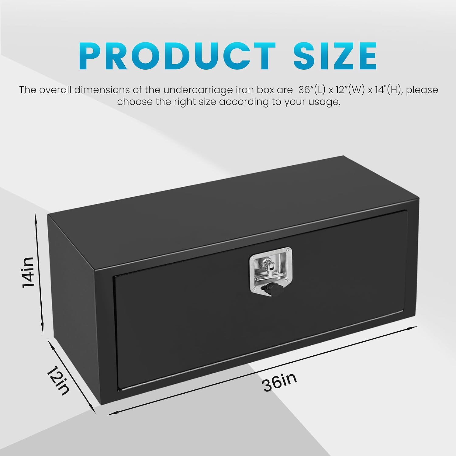 36 Inch Underbody Truck Tool Boxes 2 Pack, 36 x 12 x 14 Inch Steel Under Body Storage Box with T-Handle Latch, Heavy Duty Undermount Toolbox for Truck RV, Black (Pack of 2)