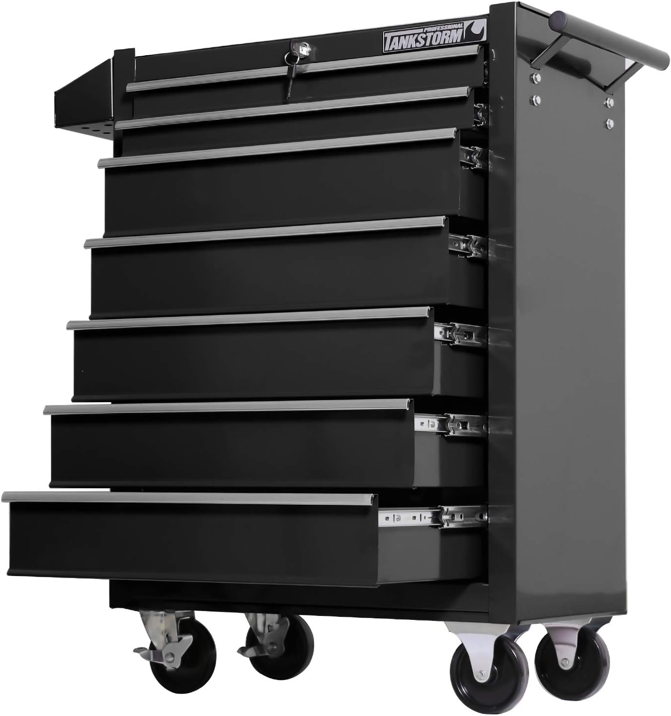 Tool Chest Heavy Duty Cart Steel Rolling Tool Box 7 Drawer Cart (TZ37-BK)