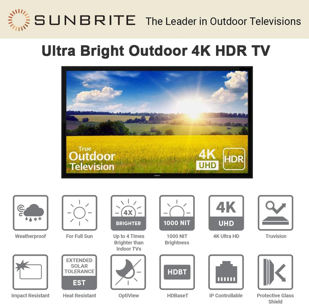 SunBrite 49-inch Outdoor Television 4K with HDR - Pro 2 Series - for Full Sun SB-P2-49-4K-BL