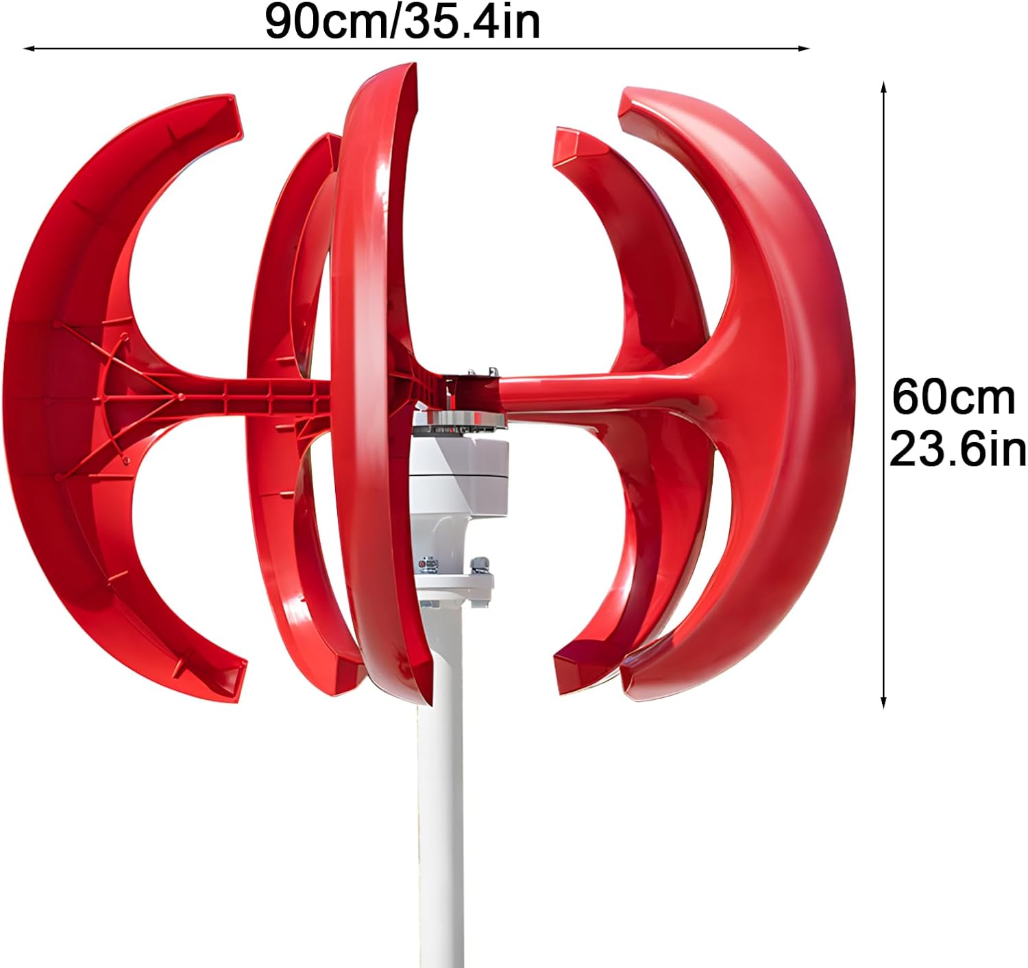 1000W Wind Turbines | 2V/24V Wind Turbines Generator | 5-Blade Lantern Wind Generator | Electromagnetic Electricity Producer Equipment Red | for Home Hybrids Streetlight Use,Electricity Equipment